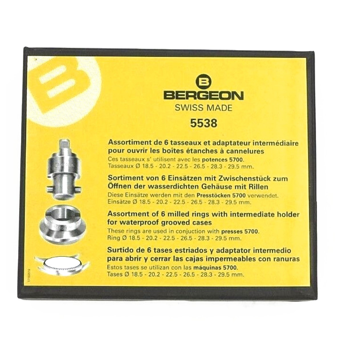 New Bergeon 5700-A Waterproof Watch Case Back Opener Set Swiss
